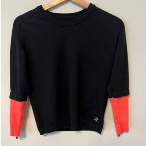 Adidas SLVR Sweater Womens M Black Contrast Zip Sleeve Knit Top
